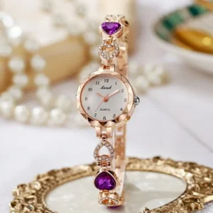 Reloj Glamour Brillante Gotitas De Agua mas Conjunto de Joyeria Cuarzo para Mujer - Imagen 4