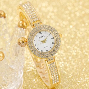Conjunto de Relojes De Mujer mas Caja de Joyeria de Cuarzo color Oro - Imagen 4