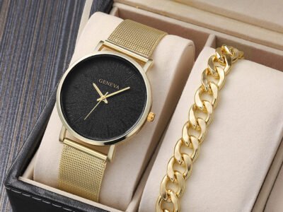 Reloj De Cuarzo Con Hebilla De Color Solido A La Moda Para Hombres mas Pulsera