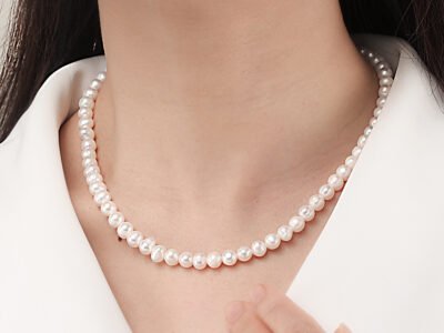 Collar Perlas De Agua Dulce Plata Esterlina Chapada