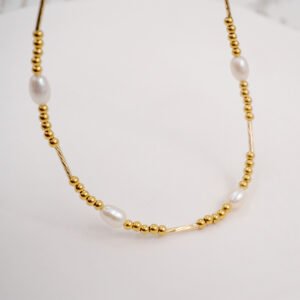 Collar de Perlas De Agua Dulce Cobre Chapado En Oro Casual Estilo Vintage - Imagen 3