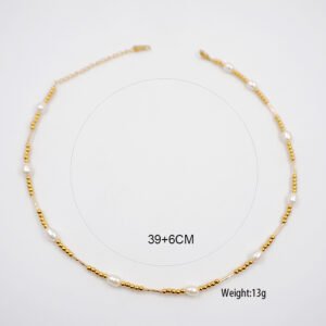 Collar de Perlas De Agua Dulce Cobre Chapado En Oro Casual Estilo Vintage - Imagen 7