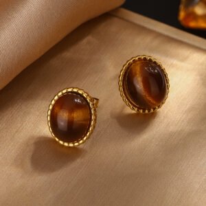 Conjunto De Joyas Recubrimiento De Iones (IP) Chapados en oro de 18k Geometrico Acero Inoxidable - Imagen 4