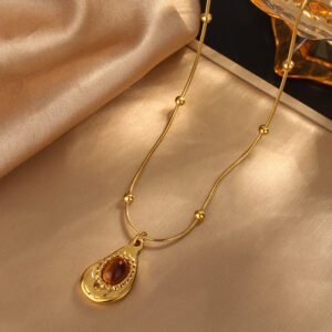 Conjunto De Joyas Recubrimiento De Iones (IP) Chapados en oro de 18k Geometrico Acero Inoxidable - Imagen 5