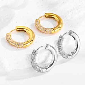 Aretes de Acero Quirurgico 316L – Color Solido, Estilo Simple Elegante - Imagen 4