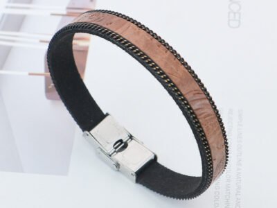 Pulseras De Cuero Sintético Acero Titanio Para Hombres Estilo Clásico Punk