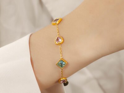 Pulsera De Lujo Elegante De Acero De Titanio Chapado En Oro De 18K, Joyería De Gama Alta