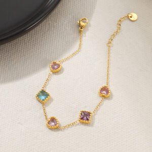 Pulsera De Lujo Elegante De Acero De Titanio Chapado En Oro De 18K, Joyería De Gama Alta - Imagen 5