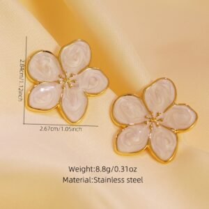 Pendientes Florales con Esmalte – Acero Inoxidable 304 con Imitacion de Oro - Imagen 3