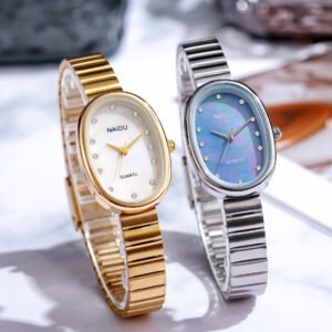 Reloj De Banda De Acero Inoxidable Para Damas, Cierre De Un Solo Pliegue