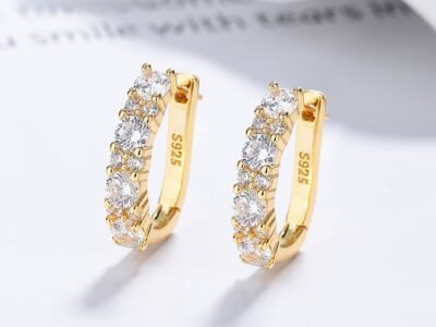 Pendientes de Diamante en Plata Esterlina S925 – Diseño Minimalista en Forma de U