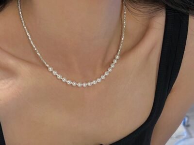 Collar de Perlas Barrocas Hematites Cadena Con Cuentas Ronda