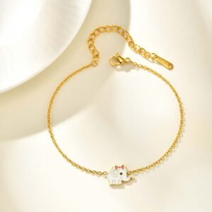Pulsera De Acero Inoxidable Para Niñas Con Diseño 18K Plateado Estilo Dulce Y Divertido - Imagen 5
