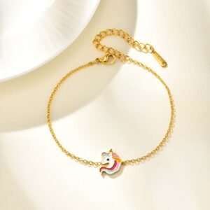 Pulsera De Acero Inoxidable Para Niñas Con Diseño 18K Plateado Estilo Dulce Y Divertido - Imagen 4