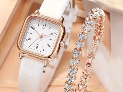 Conjunto de Reloj De Cuarzo Para Mujer Cuadrado Pequeño mas pulsera