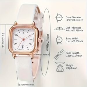 Conjunto de Reloj De Cuarzo Para Mujer Cuadrado Pequeño mas pulsera - Imagen 5