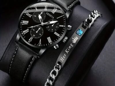 Conjunto de Reloj De Cuarzo Para Hombres  Pin Buckle Display Analogico mas Pulsera