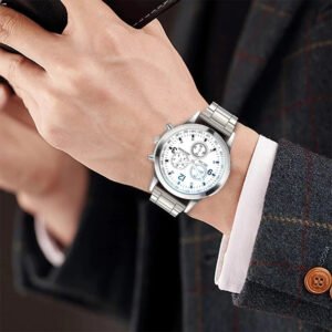 Conjunto de Reloj y Pulsera De Cuarzo Para Hombre Estilo Moderno - Imagen 4