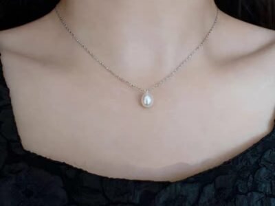 Collar de Plata S925 con Perla Natural – Cadena Ajustable de Clavicula