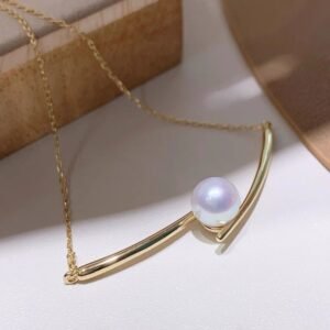 Collar de Perla Natural Akoya – Diseño Sencillo en 14K Plateado - Imagen 4