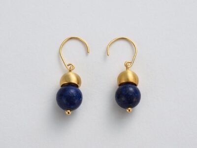 Pendientes Colgantes de Agua Dulce Azul Turquesa en Cobre – Diseño Geometrico Elegante