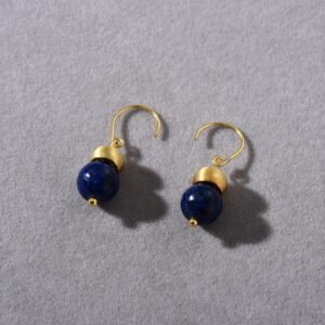 Pendientes Colgantes de Agua Dulce Azul Turquesa en Cobre – Diseño Geometrico Elegante - Imagen 3