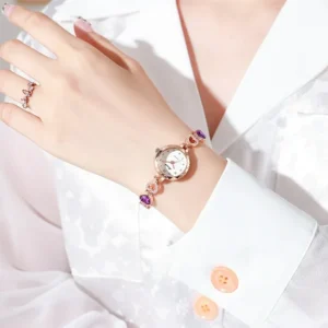 Reloj Glamour Brillante Gotitas De Agua mas Conjunto de Joyeria Cuarzo para Mujer - Imagen 3