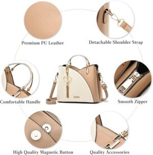 Bolso de hombro medio para mujer, bloque de color Color Rosa y Azul Marino - Imagen 3
