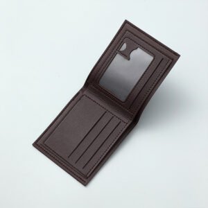 Billetera pequeña para hombre en PVC color solido Café Claro - Imagen 5