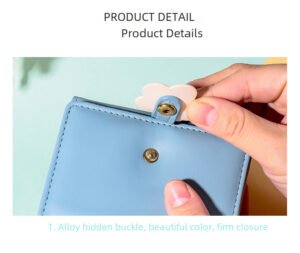 Billetera corta estilo coreano con flor fresca Color Turquesa - Imagen 5