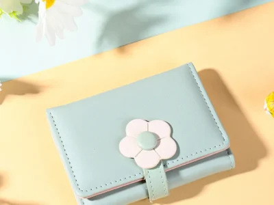 Billetera corta estilo coreano con flor fresca Color Turquesa