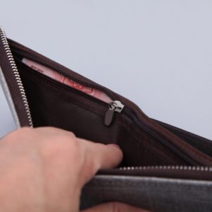Billetera corta multifuncional para hombre en lona Color negro - Imagen 4