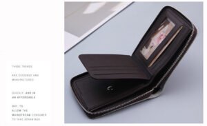 Billetera corta multifuncional para hombre en lona Color negro - Imagen 5