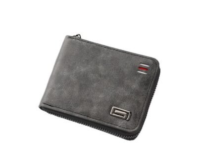 Cartera de Monedero corto portatil para hombre, gran capacidad Gris Oscuro