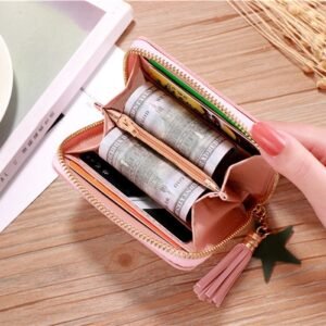 Cartera de mano pequeño con cremallera para mujer Color Rosa - Imagen 3