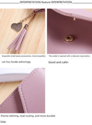 Mini billetera para mujer estilo japones y coreano Rosa Oscuro - Imagen 4