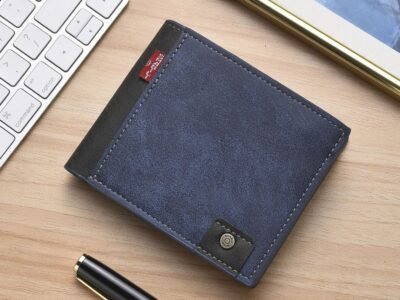 Billetera corta retro para hombre, gran capacidad Color Azul