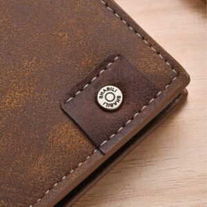 Billetera corta retro para hombre, gran capacidad Color Café - Imagen 3