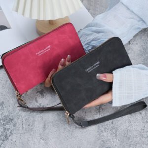 Cartera larga para mujer, estilo coreano con funcion de telefono movil Color Negro - Imagen 4