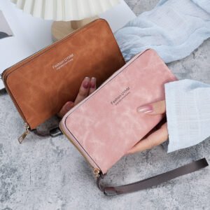 Cartera larga para mujer, estilo coreano con funcion de telefono movil Color Café - Imagen 3