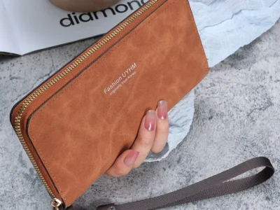 Cartera larga para mujer, estilo coreano con funcion de telefono movil Color Café