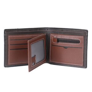 Cartera de Monedero corto dos en uno para hombre, gran capacidad Color Café oscuro - Imagen 4