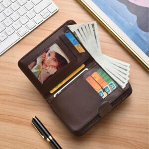 Billetera casual para hombre de gran capacidad, estilo vintage Color Gris - Imagen 3
