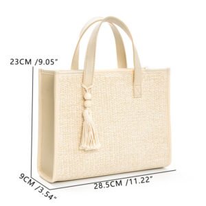Bolso de hombro de paja tejida estilo frances para verano - Imagen 4