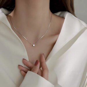Collar Colgante Plata De Ley 925 Enchapado Geométrico