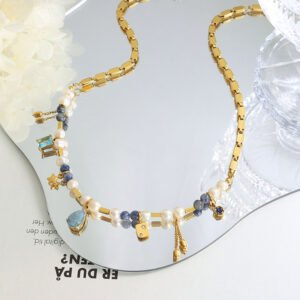 Elegante Collar chapados en oro de 18k Oro Perlas de Agua Dulce - Imagen 4