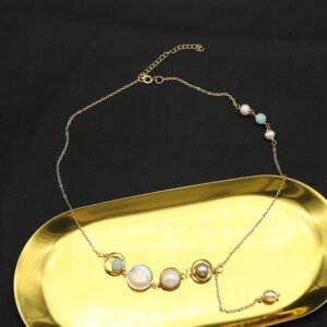Collar retro perlas agua dulce oro 18k colgante - Imagen 5