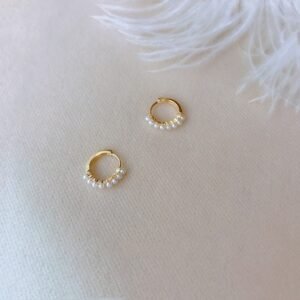 Pendientes geométricos perla plata de ley 925 (pequeño) - Imagen 3