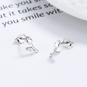 Pendientes Plata De Ley 925 Diamantes De Imitación Flor Tulipán (Oro Blanco) - Imagen 3