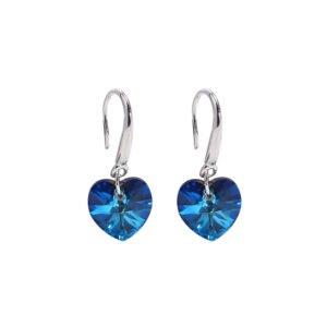Pendientes De Gota Plata De Ley 925 Forma De Corazón Azul - Imagen 3
